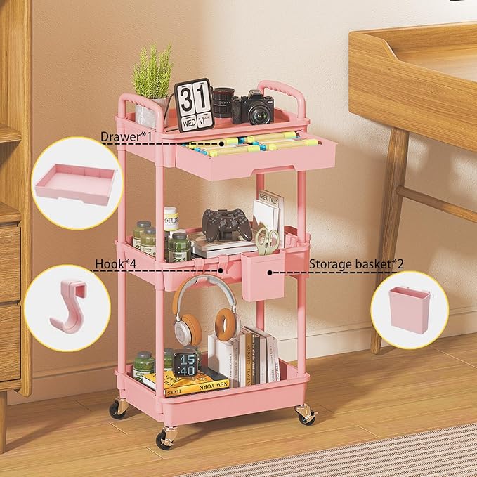3 Tier Rolling Utility Cart - Image 3