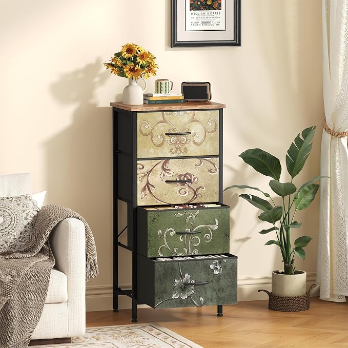 Sweetcrispy Dresser for Bedroom, 4 Drawer Storage Cabinet, Tall Nightstand | - Image 2