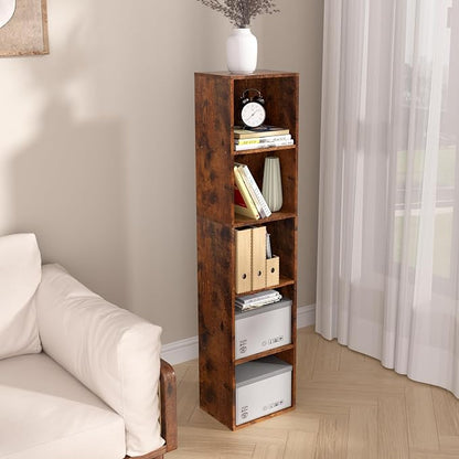 5-Tier Wooden Cube Storage Organizer, 52 Inch Tall Bookcase & Display Shelf - Image 6