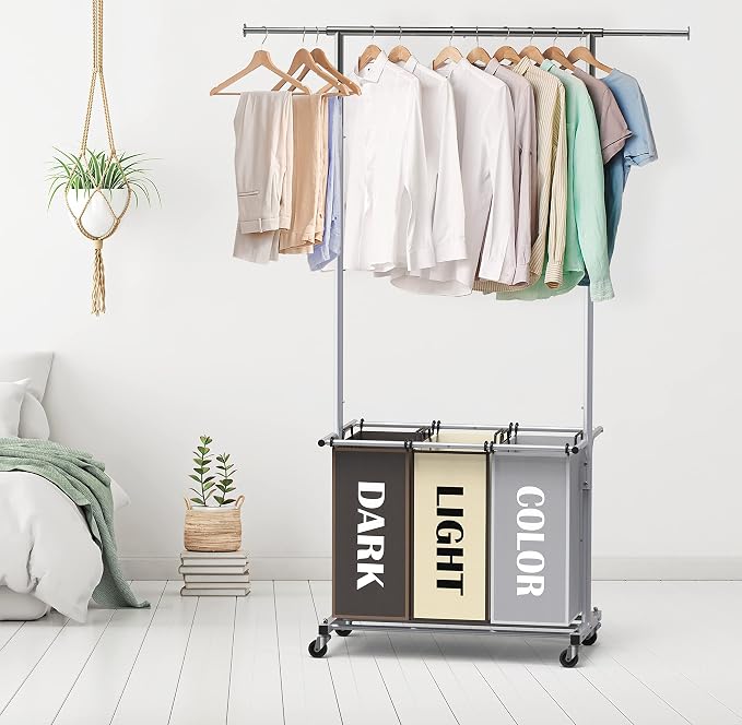 Simple Houseware 3-Bag Laundry Sorter - Image 2