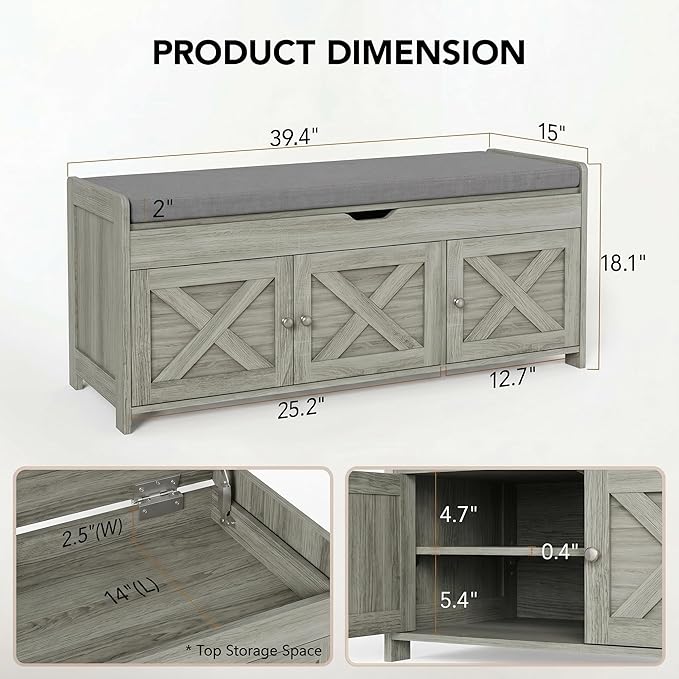 Marsail Shoe Storage Bench - Image 2