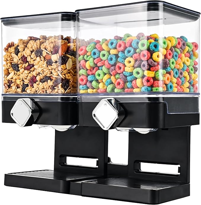 Dual Cereal Dispenser, 7.4L Large Cereal Storage Container by adorabby