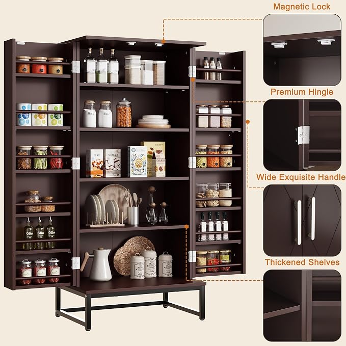 Saudism Pantry Cabinet, Large Cupboard - Image 7