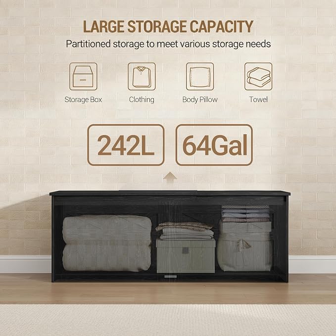 Hzuaneri 47" Storage Bench, Lift Top, 210L/55 Gal Large Storage Chest | | 330lb - Image 5