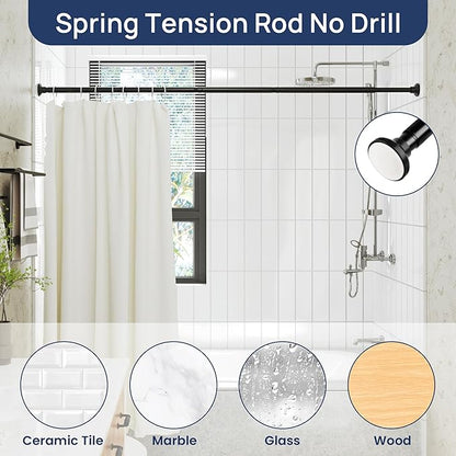 ENJOYBASICS 1" Black Shower Curtain Rod, 30-64" Adjustable, Secure Tension | - Image 5