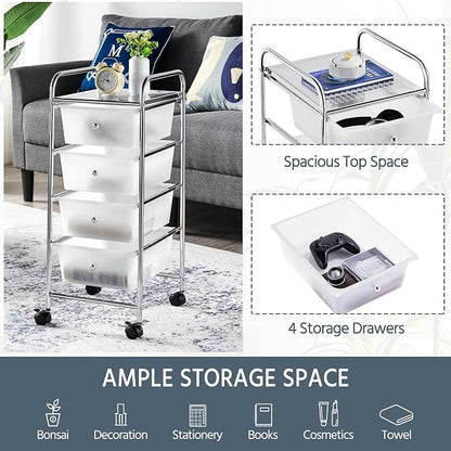 Yaheetech 4 Drawers Cart Rolling Plastic Storage Cart and Organizer Metal Frame - Image 6