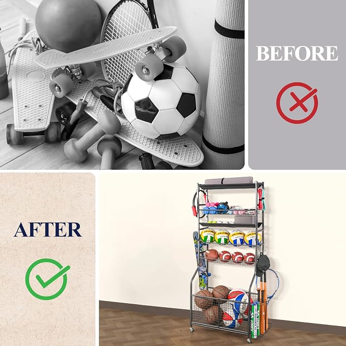 Mythinglogic Sports Equipment Garage Organizer, Garage Ball Storage - Image 6
