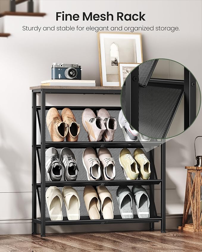 CHOEZON Shoe Rack, 4-Tier Slanted Shoe Storage Shelf, Narrow Shoe Rack - Image 6