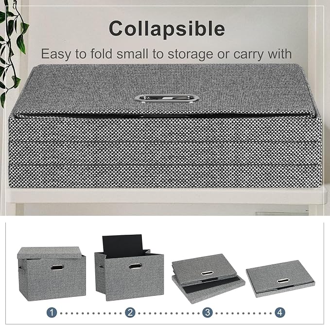 Large 17" 36 Quart Collapsible Stackable Storage Bins - Image 4