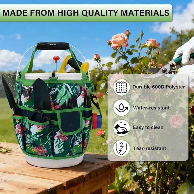 KUNN Bucket Tool Organizer 5 Gallon 18-Pocket Gardening Tool Bag - Image 5