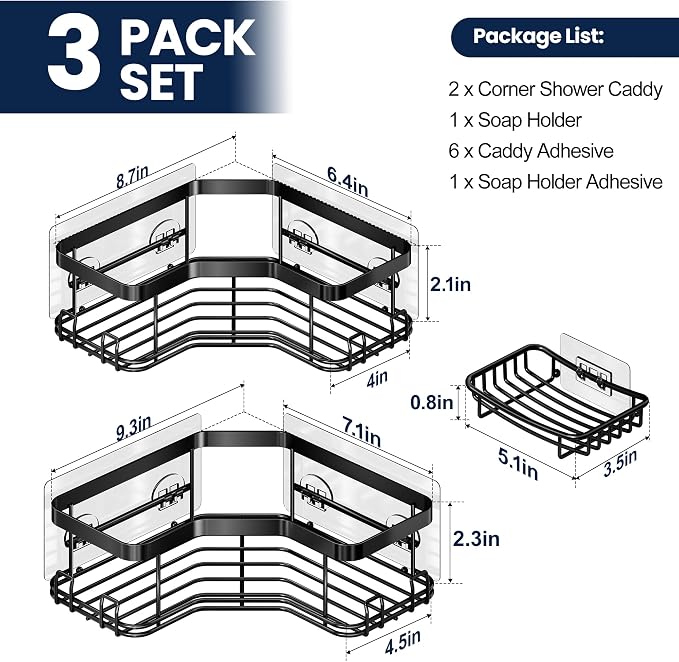 MAXIFFE 3 Pack Corner Shower Caddy - Image 7