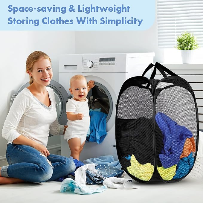 DUCOO Pop Up Laundry Hamper, 70L Collapsible Mesh Laundry Basket - Image 7