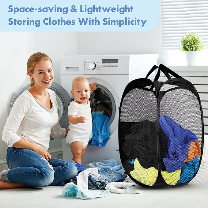 DUCOO Pop Up Laundry Hamper, 70L Collapsible Mesh Laundry Basket - Image 7