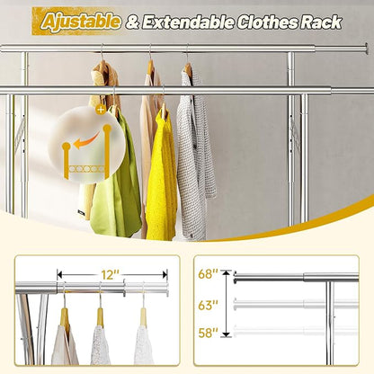 Raybee Clothes Rack Load 630LBS, Heavy Duty Clothes Rack, Rolling Clothing Racks - Image 5