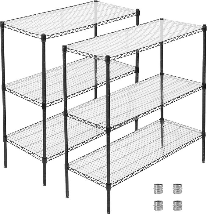 GDFStudio 3-Tier Storage Shelves Set of 2, Adjustable Garage Storage Racks by GDFStudio