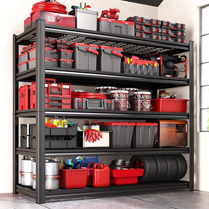 71.2" H Heavy Duty Garage Shelving Storage Shelves, Adjustable Metal Shelving by AOAORGG
