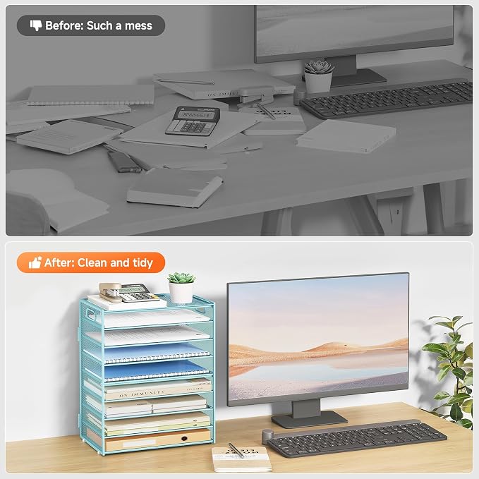 Subekyu 9 Tier Paper Letter File Tray Organizer - Image 7