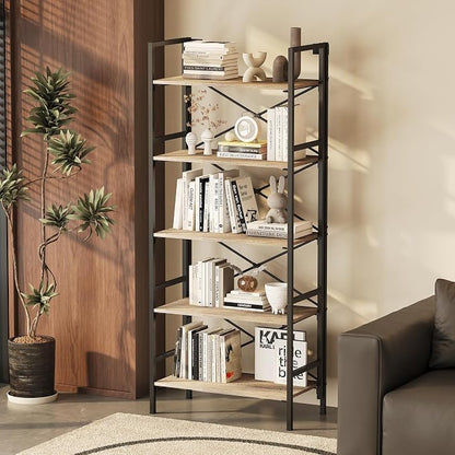Folding Bookshelf, 5 Tier Bookcase Foldable Shelf - Image 4