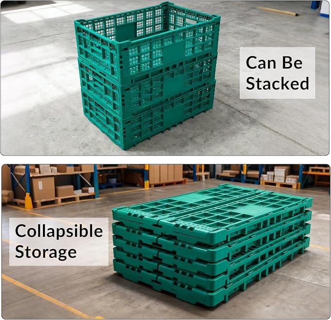 Collapsible Storage Crates, 52 Liter Heavy Duty Foldable Plastic Crates - Image 7