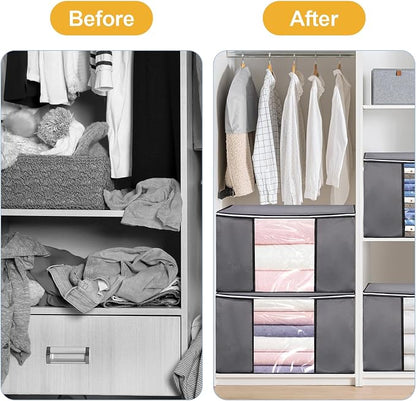 2 Pack Clothes Storage Bags, 90L Large Blanket Storage Bag Comforter Storage Bin - Image 5