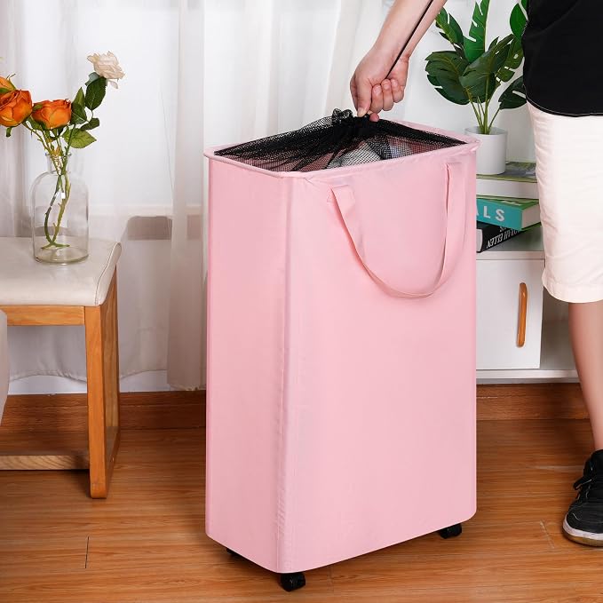 Slim Laundry Hamper with Wheels, Rolling Laundry Basket - Image 5
