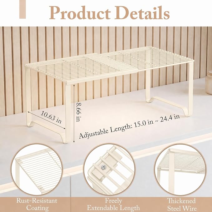 Extendable Metal Wire Shelf Organizer - Image 3