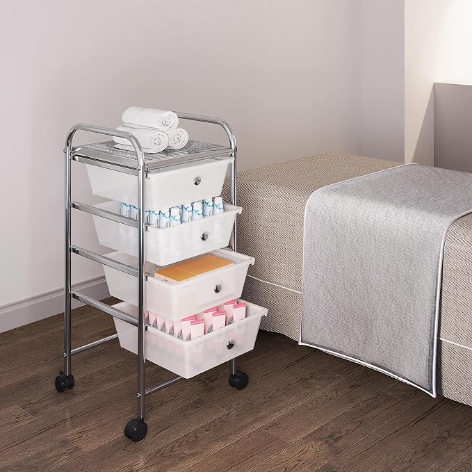 Yaheetech 4 Drawers Cart Rolling Plastic Storage Cart and Organizer Metal Frame - Image 2