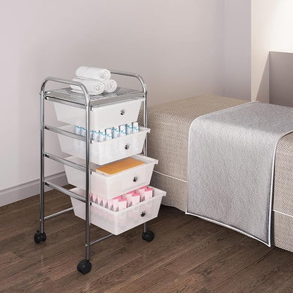 Yaheetech 4 Drawers Cart Rolling Plastic Storage Cart and Organizer Metal Frame - Image 2