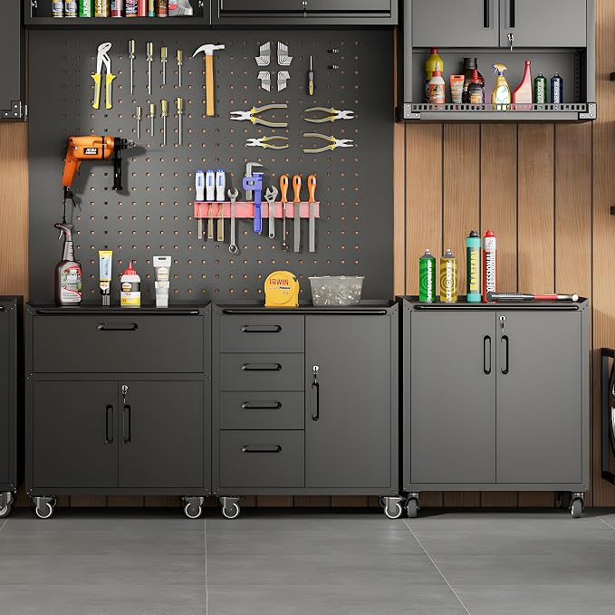 Metal Tool Cabinet, Garage Storage Cabinet System, Wall Cabinet & Locking - Image 2