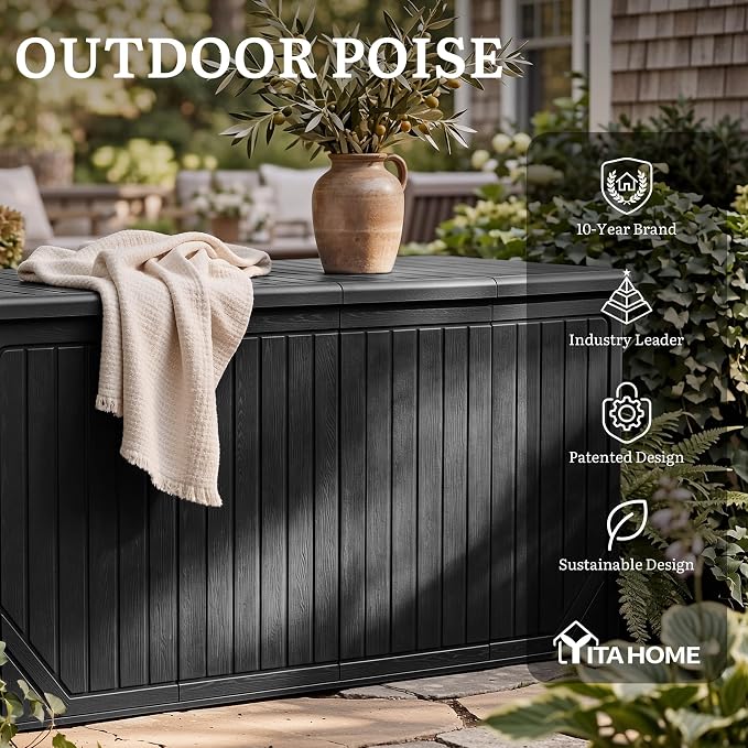 YITAHOME XXL 300 Gallon Extra Large OutdoorDeck Box, Lockable Resin Storage Box - Image 9