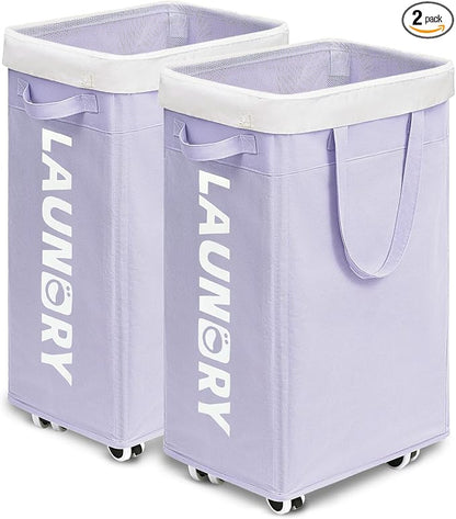 Goodpick Laundry Basket with Wheels 2-Pack, 75L Collapsible Laundry Baskets by Goodpick