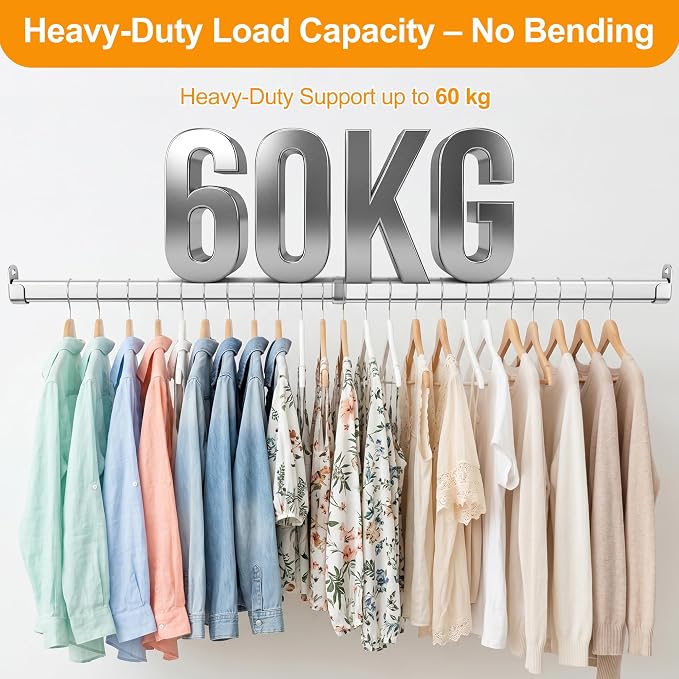 Closet Rods for Hanging Clothes, 24 to 47 Inches Stepless Extendable Stainless - Image 3