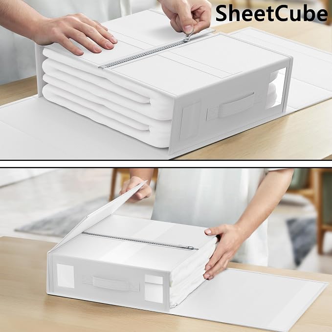 SheetCube Bed Sheet Organizers and Storage 4 Pack, Foldable Linen Closet - Image 4