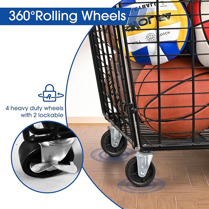 Mythinglogic Rolling Ball Storage Cart, Ball Storage Bin - Image 4