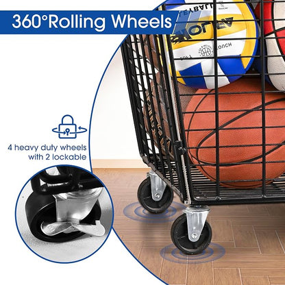 Mythinglogic Rolling Ball Storage Cart, Ball Storage Bin - Image 4
