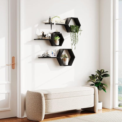 Wooden Hexagon Floating Shelves Wall Mounted - Image 7