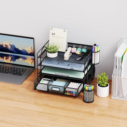 Marbrasse Desk Organizer and Accessories4-Tier Paper File Letter Tray - Image 5