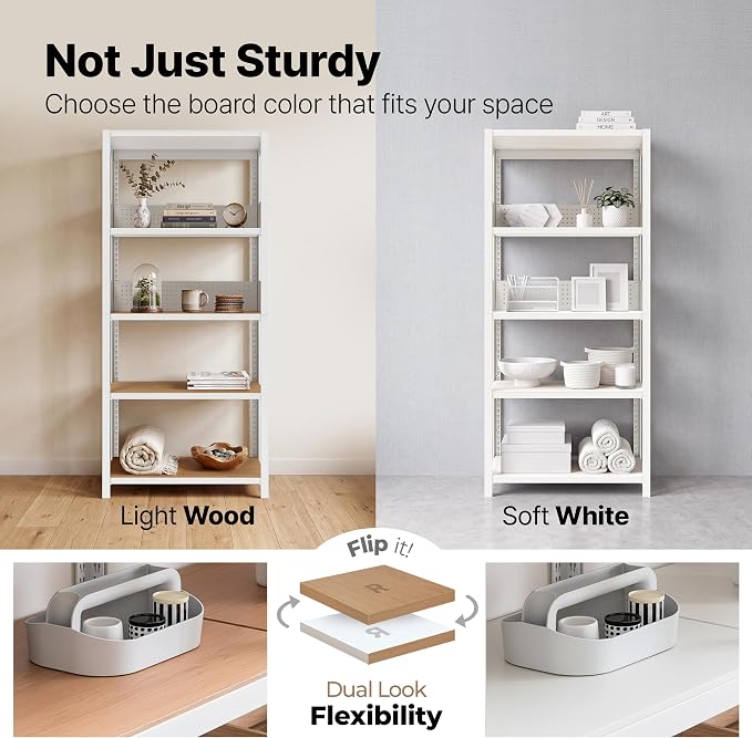 HOMEDANT House White 32" W 5 Tier Rolling Pegboard Storage Cart Wheels | - Image 12