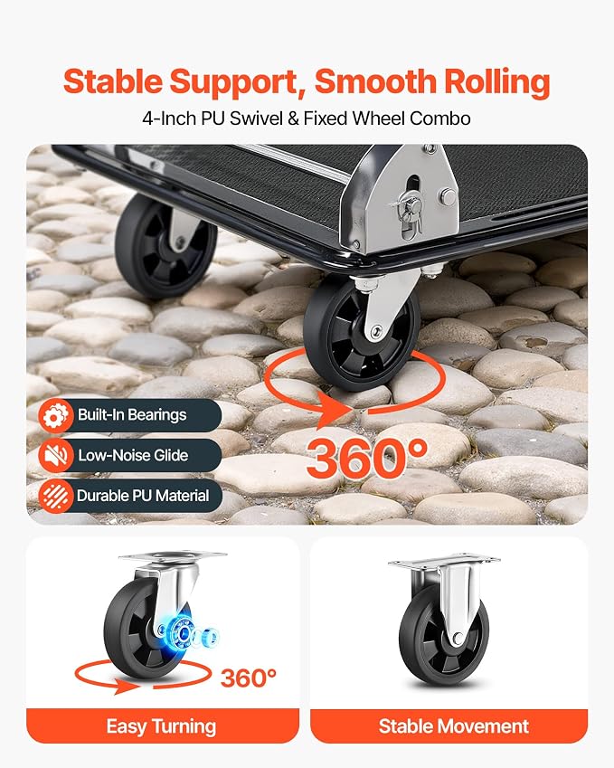 VEVOR Heavy Duty 2 Tier Platform Hand Truck, 700 lbs 2 Tier Push Tool Cart - Image 3