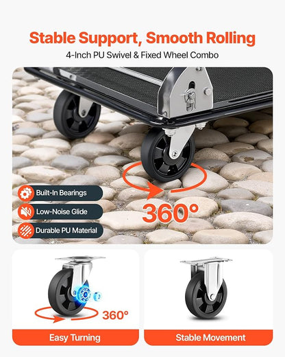 VEVOR Heavy Duty 2 Tier Platform Hand Truck, 700 lbs 2 Tier Push Tool Cart - Image 3