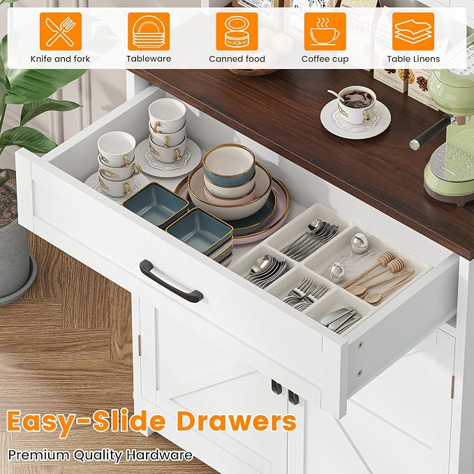 Saudism 70" Tall Farmhouse Kitchen Pantry Cabinet, Wooden Storage Cupboard - Image 5