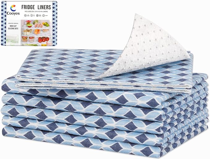 Cooyes 6 Pack Cloth Shelf Liners 17.7" × 24", Non-Slip Refrigerator Liners by Cooyes