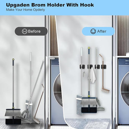 2 Pack Broom Holder Wall Mount, 304 Stainless Steel Mop Organizer - Image 2