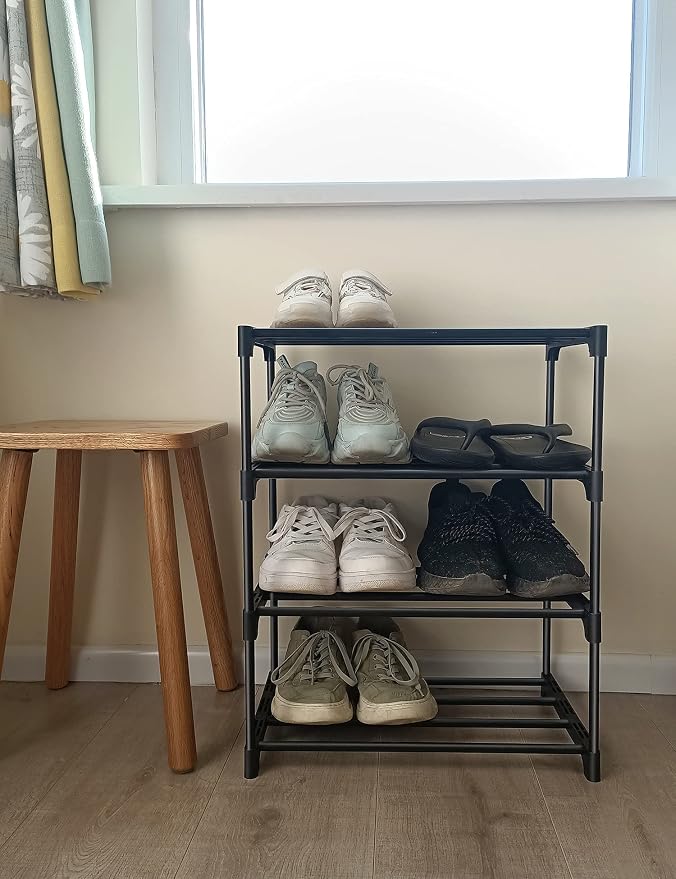 LNYZQUS Upgrade 4-Tier Small Shoe Rack, Metal Stackable Kids Shoe Shelf Storage - Image 8