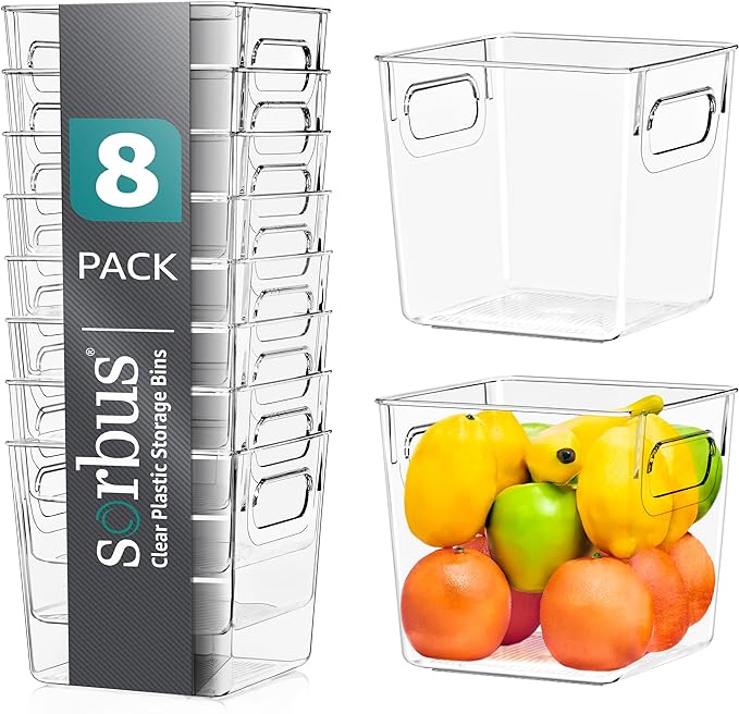 Sorbus Small Clear Plastic Storage Bins by Sorbus