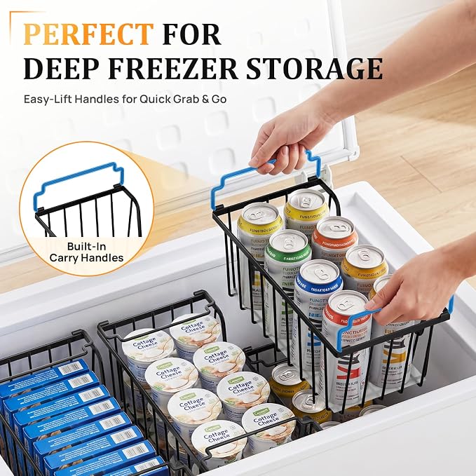 SUNALLY Stackable Storage Bins 4 Pcs Wire Baskets Freezer Organizer, Vegetable - Image 4