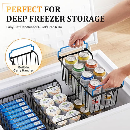 SUNALLY Stackable Storage Bins 4 Pcs Wire Baskets Freezer Organizer, Vegetable - Image 4