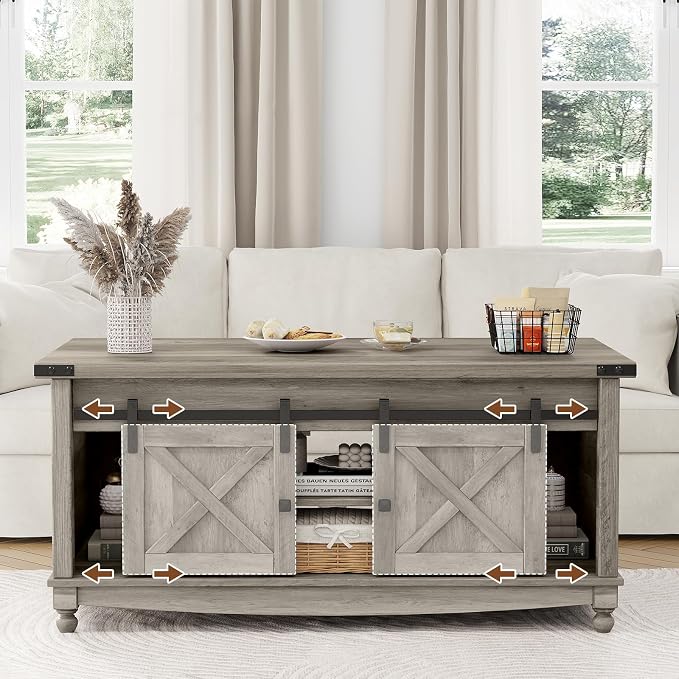 ALLSTAND 48" Farmhouse Lift Top Coffee Table - Image 4