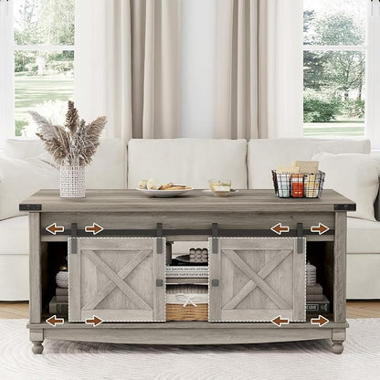 ALLSTAND 48" Farmhouse Lift Top Coffee Table - Image 4