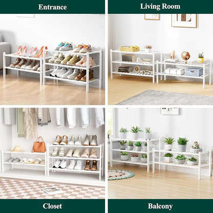 Smiry Bamboo Shoe Rack for Closet, 6 Tier Wooden Stackable Shoe Organizer - Image 7